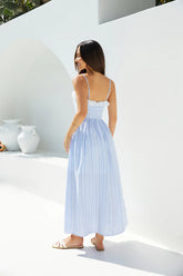 Lyra Gingham Maxi Dress Blue
